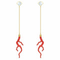 Shell Coral pierced earrings Shell, Red, Gold-tone plated