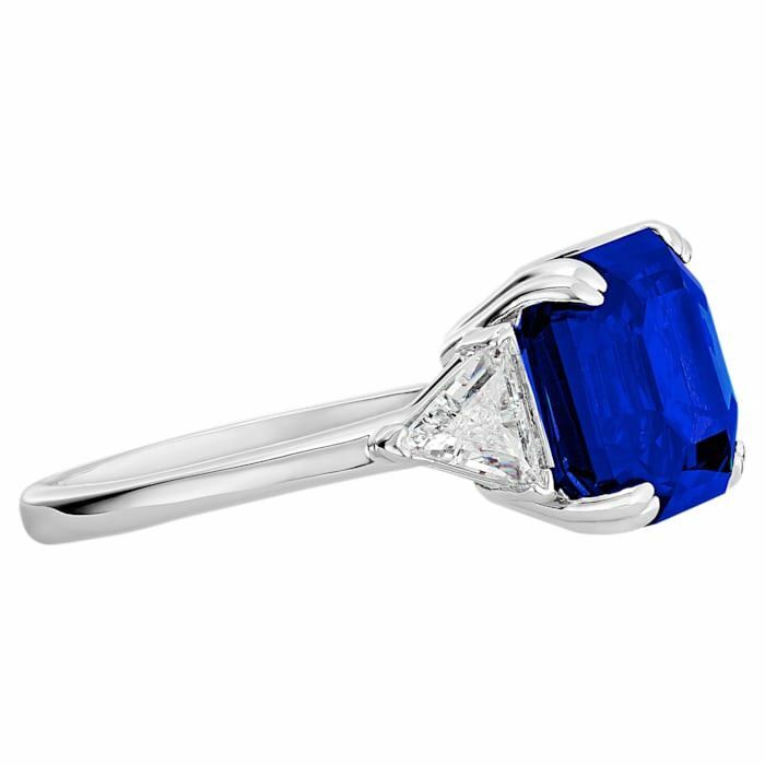 Attract Trilogy cocktail ring Square cut crystal, Blue, Rhodium plated