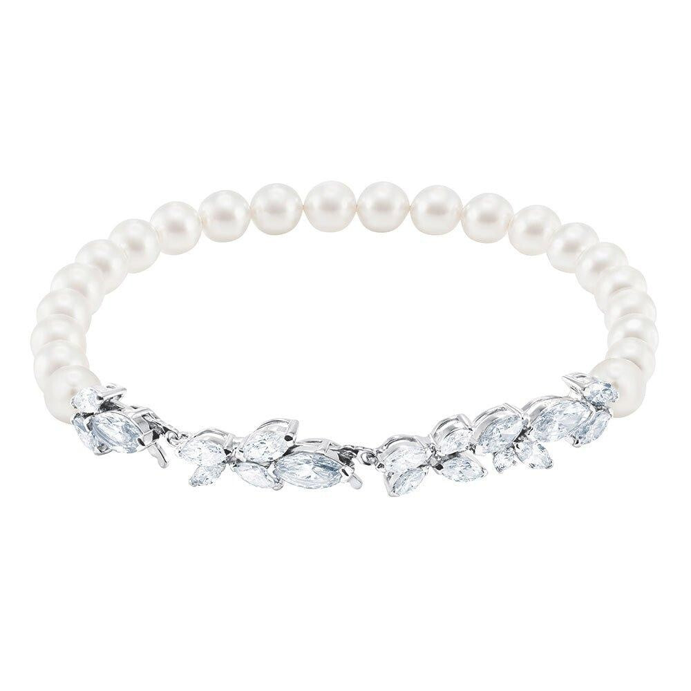 Genuine Swarovski Crystal LOUISON PEARL:BRACELET CRY/CZWH/RHS M  5422684 Brand N