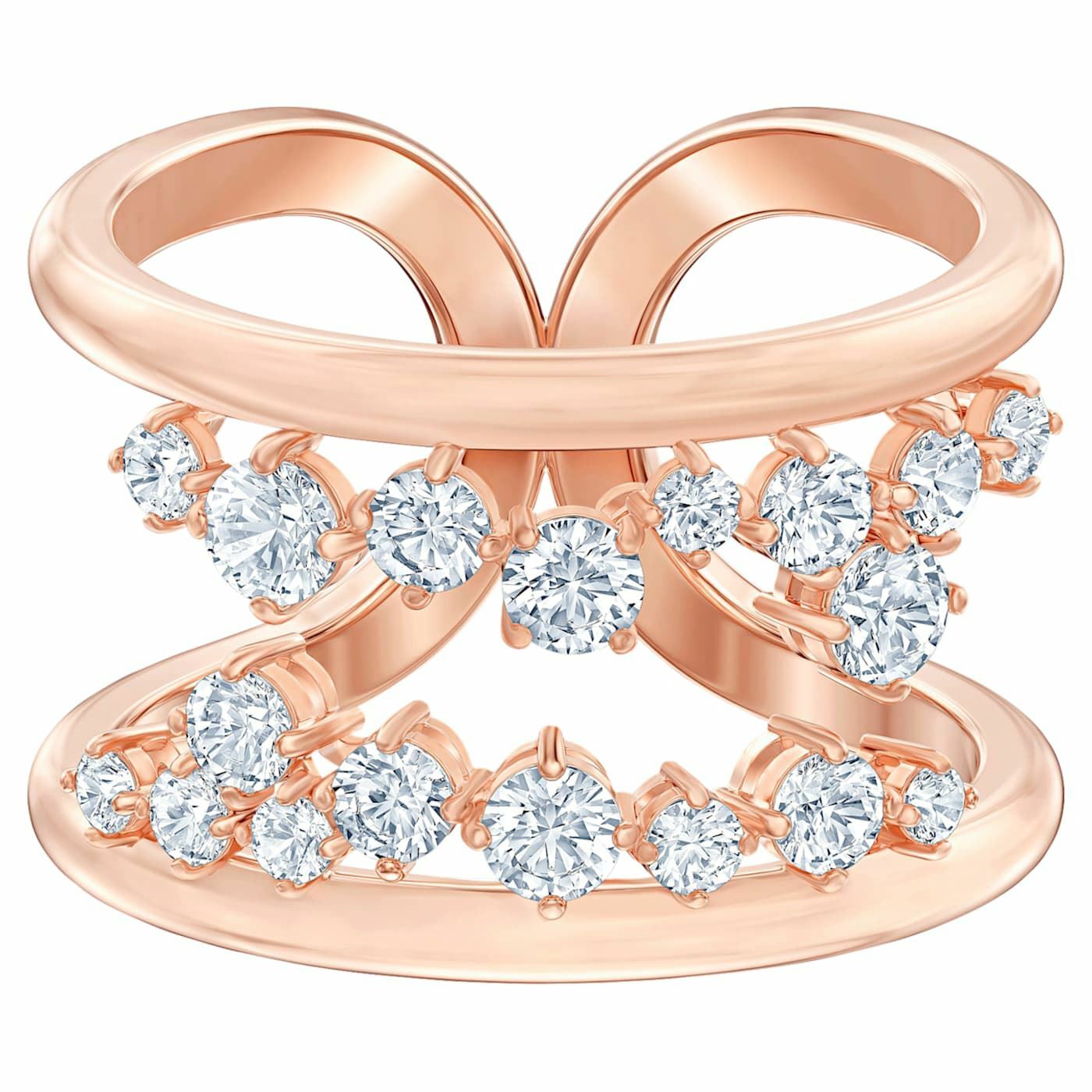 North Motif ring 52, White, Rose-gold tone plated