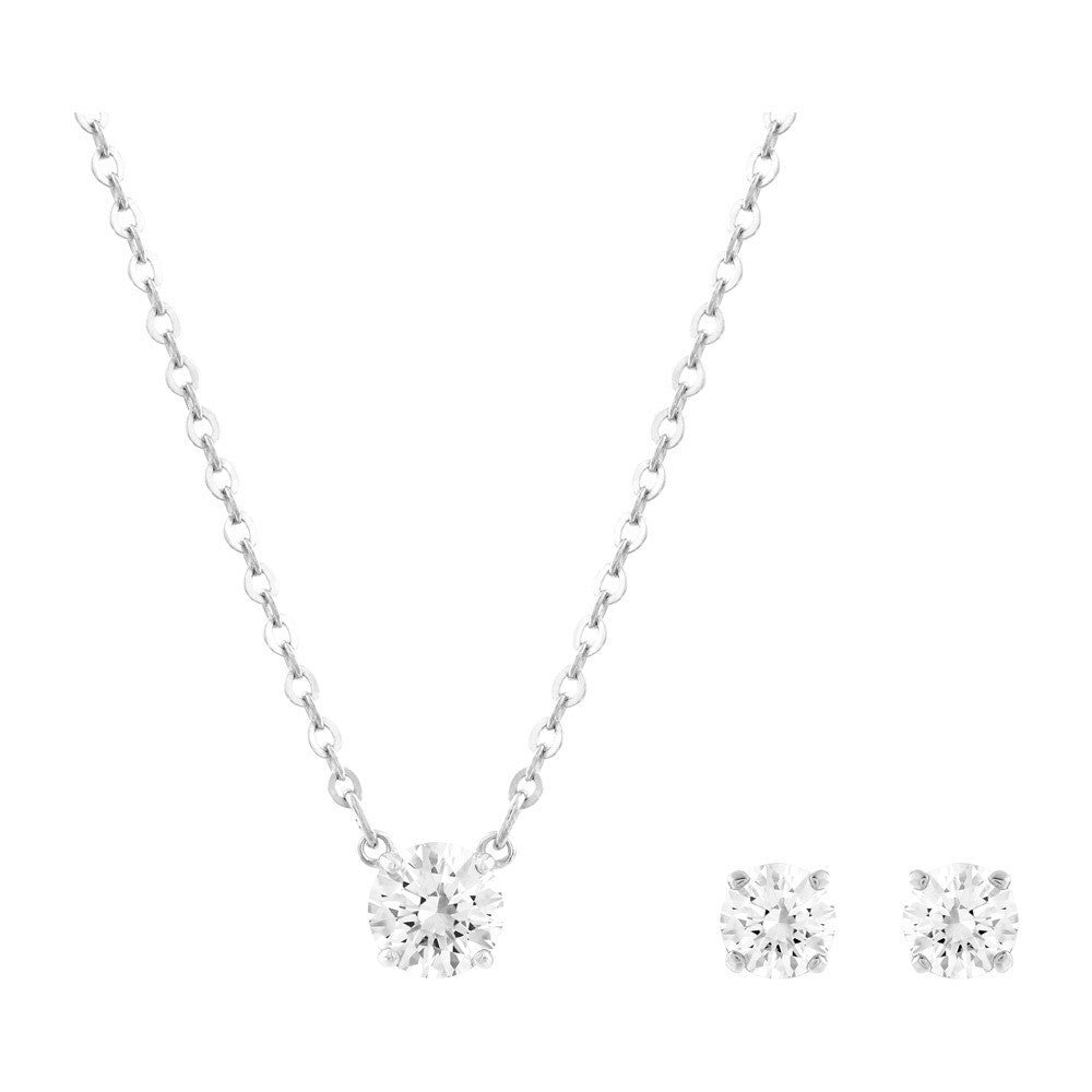 Genuine SWAROVSKI  ATTRACT SET ROUND NECKLACE EARRINGS SILVER 5113468
