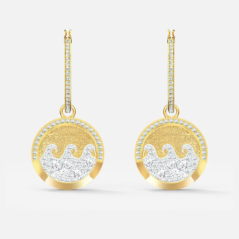 Genuine Swarovski Shine Wave Pierced Earrings, Light multi-colored, 5524202