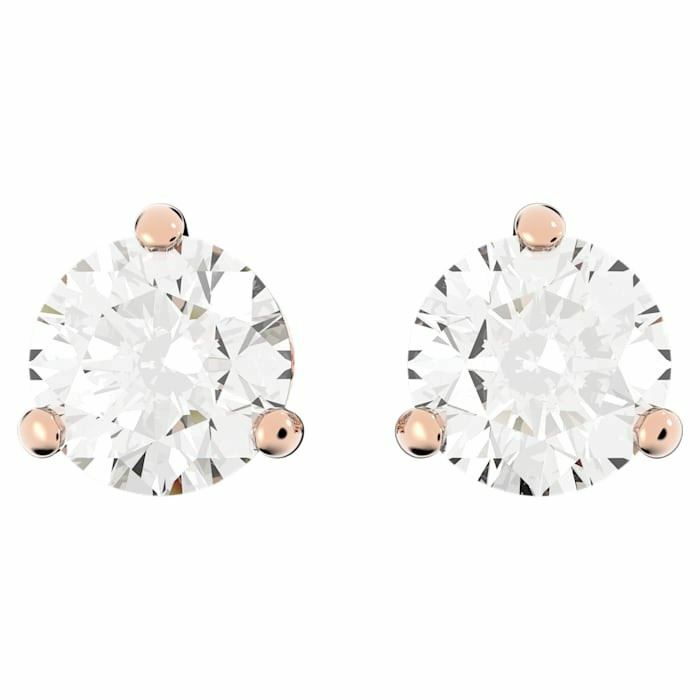 SWAROVSKI Solitaire Stud Earrings White, Rose-gold tone plated 5112156