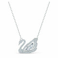 Swarovski Dancing Swan necklace Swan, White, Rhodium plated