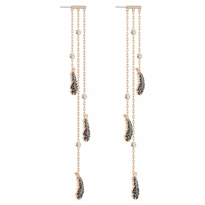 Swarovski Naughty Chandelier pierced earring Black Rose-gold tone plated 5497873