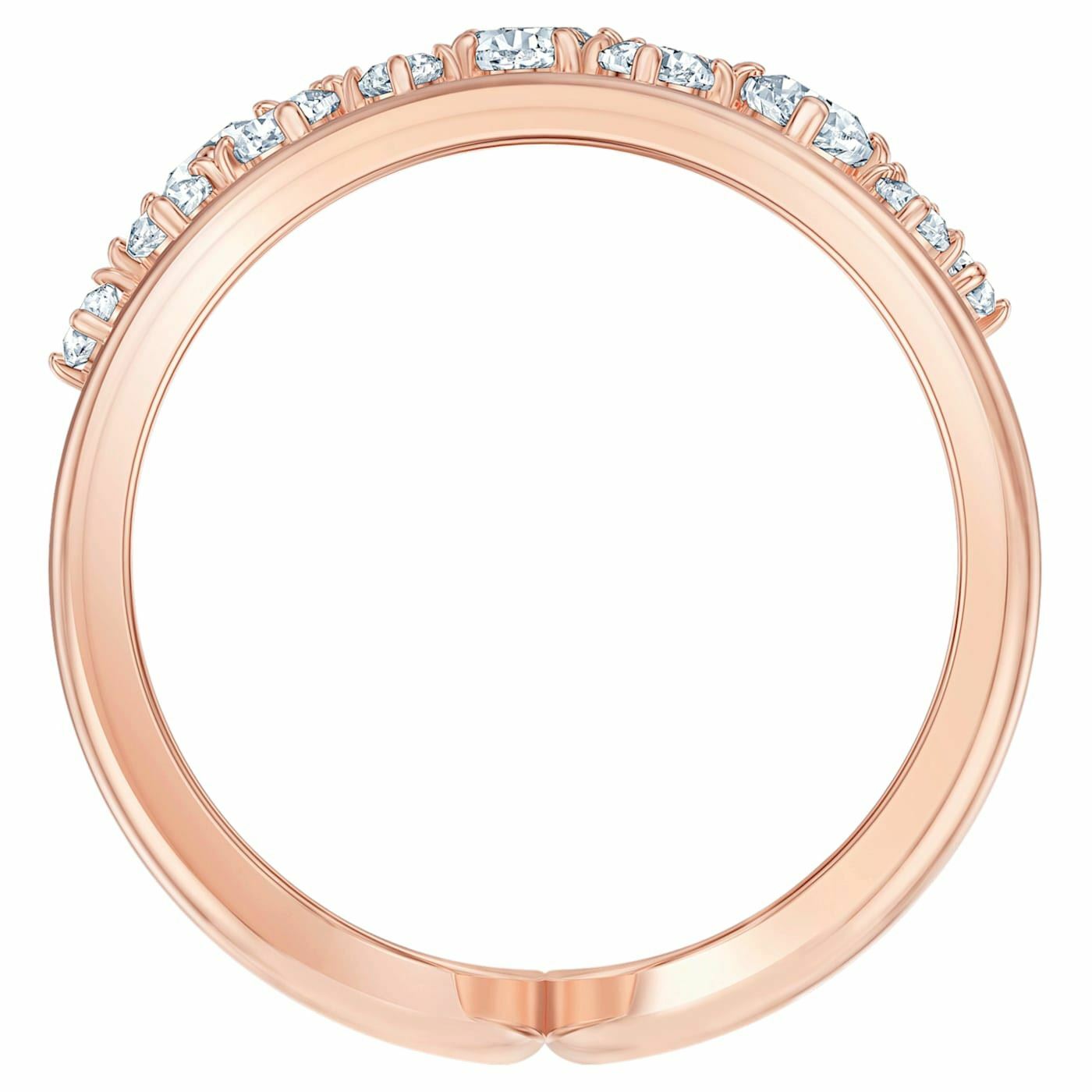 North Motif ring 52, White, Rose-gold tone plated