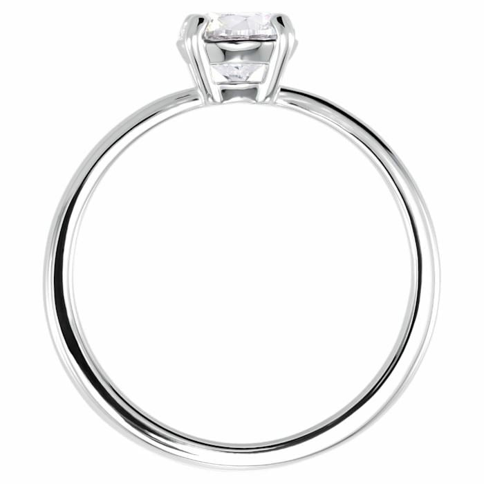 Attract ring Round, White, Rhodium plated