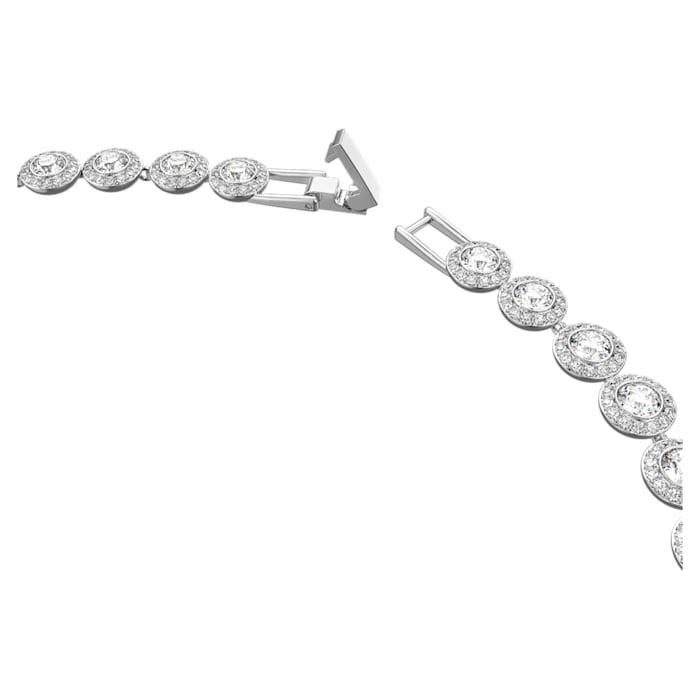 Angelic necklace Round, White, Rhodium plated