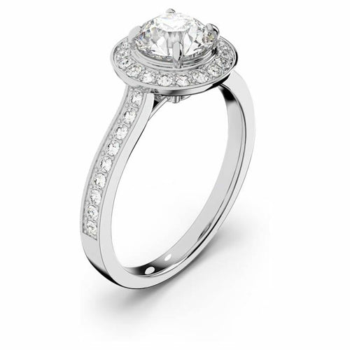 Angelic ring Round cut crystal, White, Rhodium plated