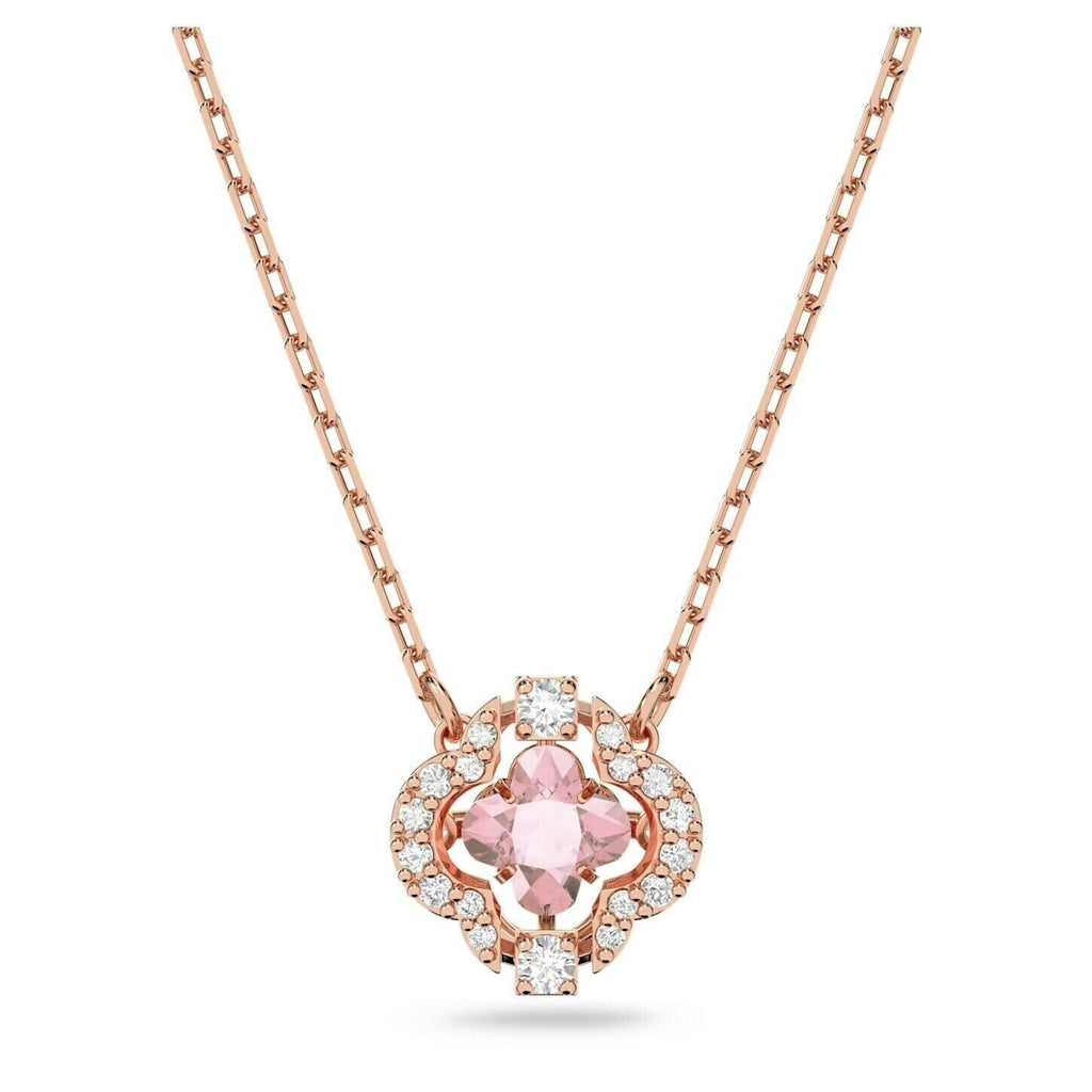 Genuine Swarovski Sparkling Dance Pink/Rose Gold-Tone Plated Necklace 5514488