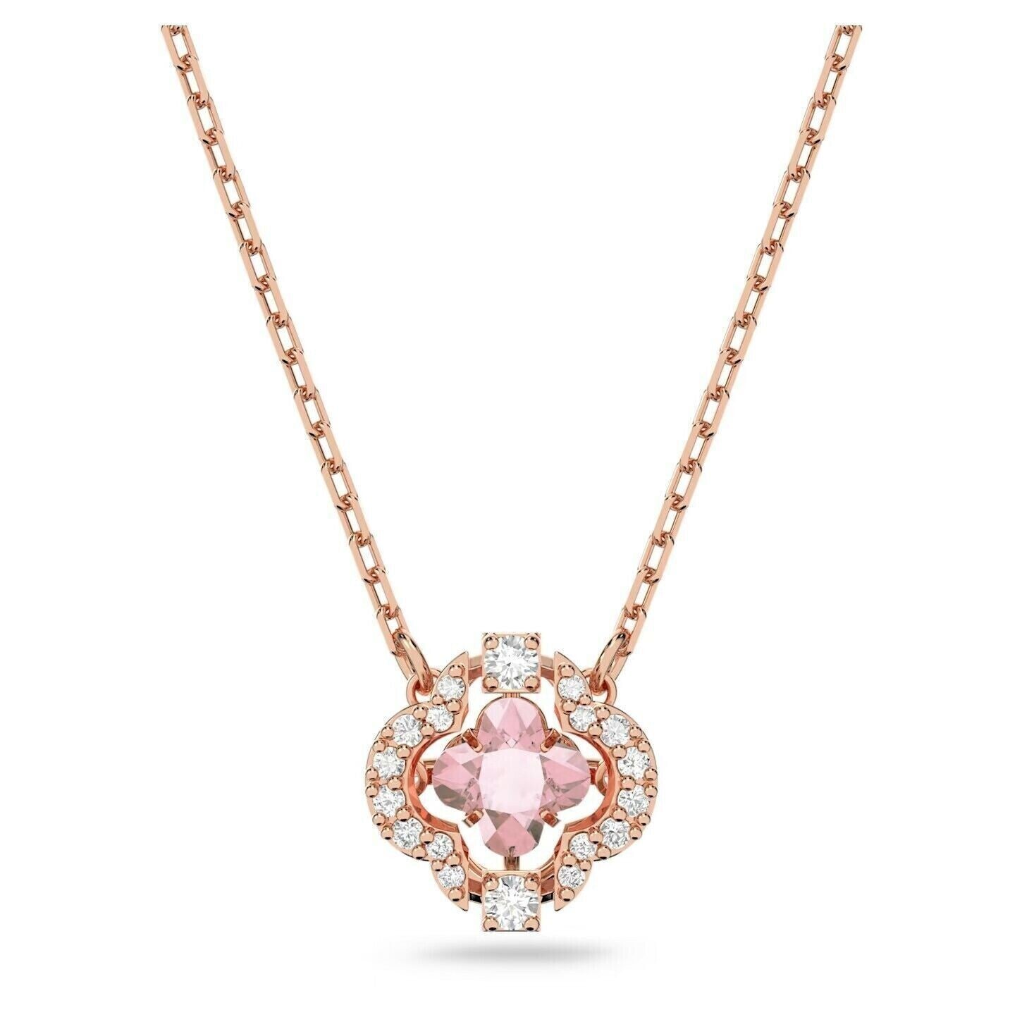 Genuine Swarovski Sparkling Dance Pink/Rose Gold-Tone Plated Necklace 5514488