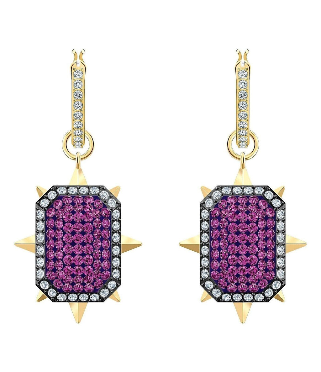 Genuine Swarovski Tarot Magic Hoop Pierced Earrings Purple 3 Way 5490915