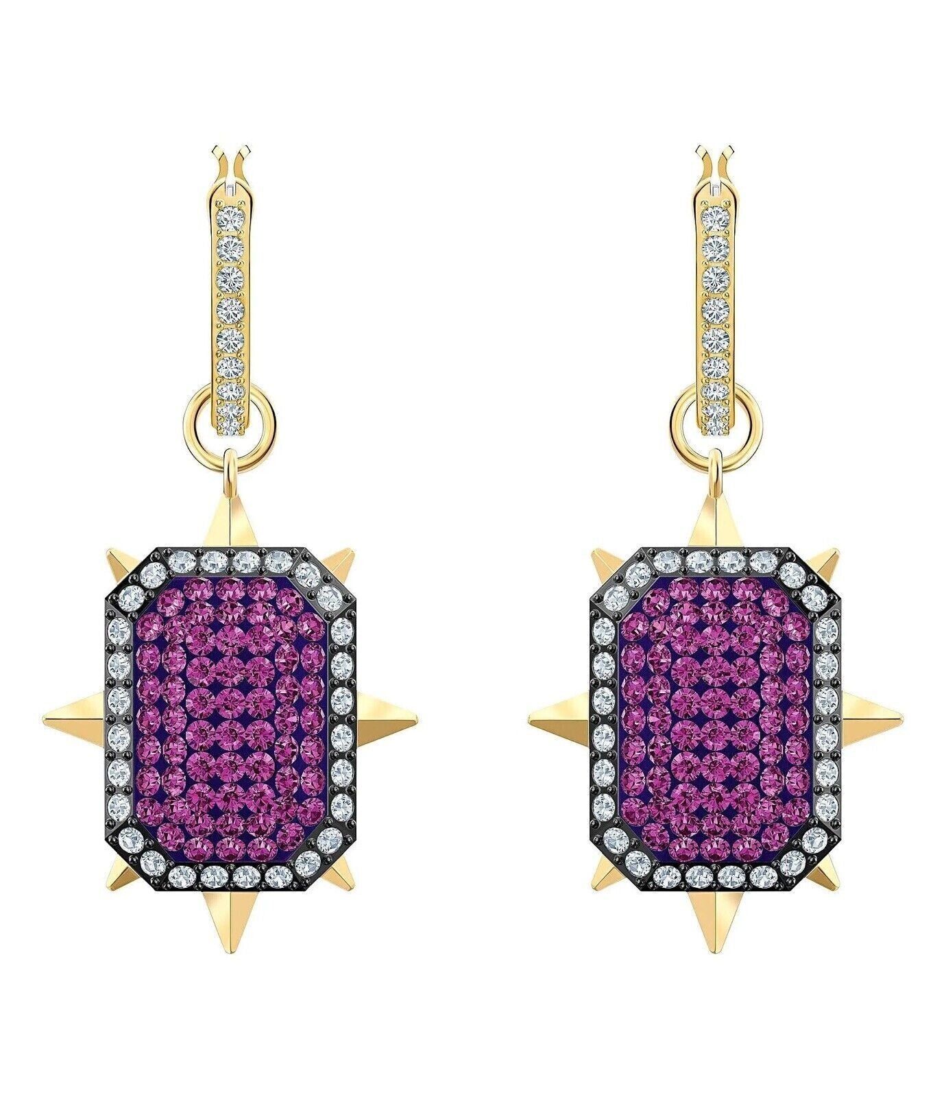 Genuine Swarovski Tarot Magic Hoop Pierced Earrings Purple 3 Way 5490915