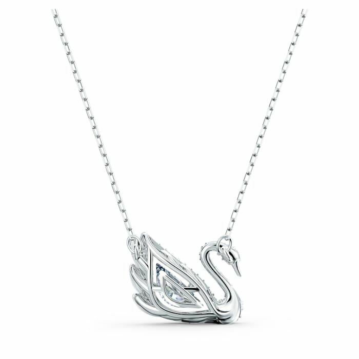 Swarovski Dancing Swan necklace Swan, White, Rhodium plated