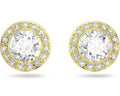 Genuine SWAROVSKI CRYSTAL ANGELIC PIERCED EARRINGS ROUND STUD GOLD 5505470