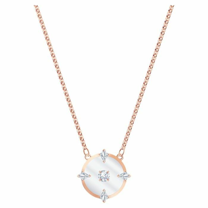 North necklace White, Rose-gold tone plated