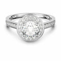 Angelic ring Round cut crystal, White, Rhodium plated