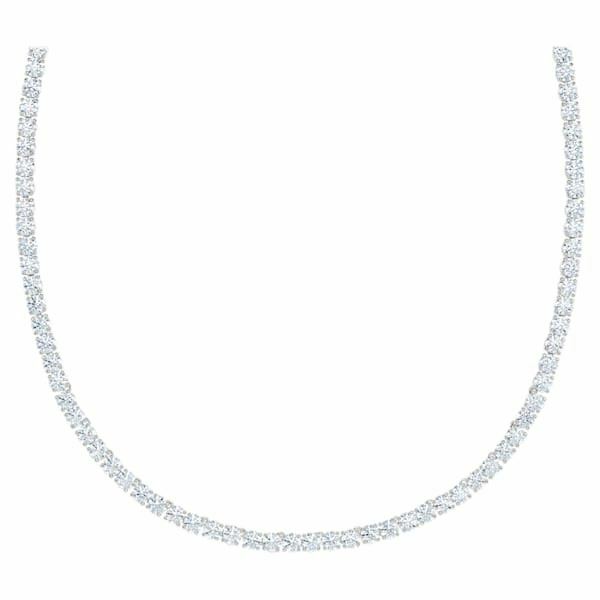 Tennis Deluxe set Round, White, Rhodium plated