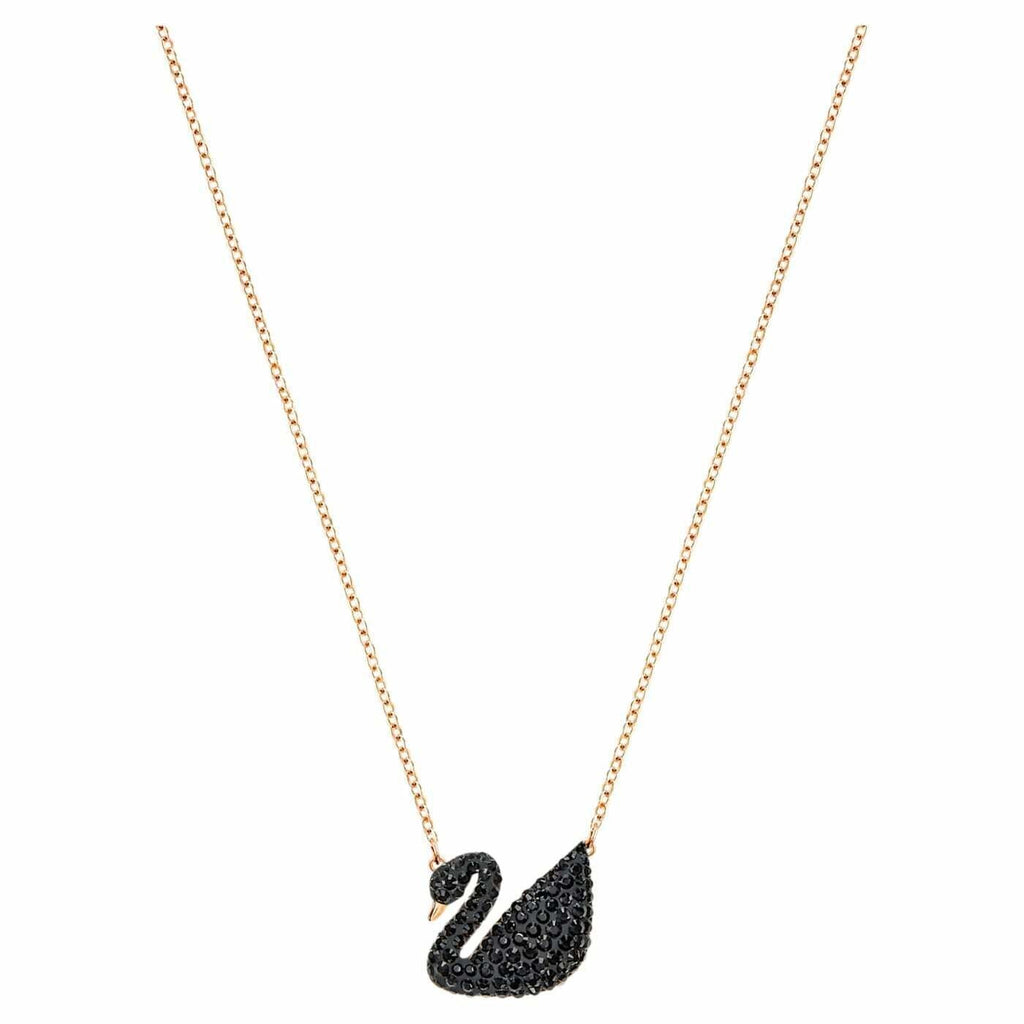 Genuine Swarovski Crystal ICONIC SWAN Pendant Swan Black, Rose gold 5204134