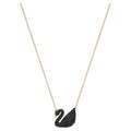 Genuine Swarovski Crystal ICONIC SWAN Pendant Swan Black, Rose gold 5204134