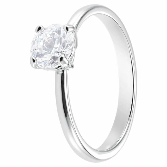 Attract ring Round, White, Rhodium plated