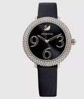 Genuine Swarovski Quartz Crystal Frost Ladies Black Dial Rosegold Watch  5484058