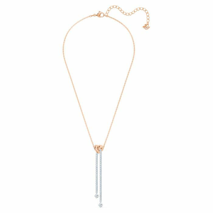 Swarovski Symbolic Y necklace Moon and star, Blue, Rose-gold tone plated
