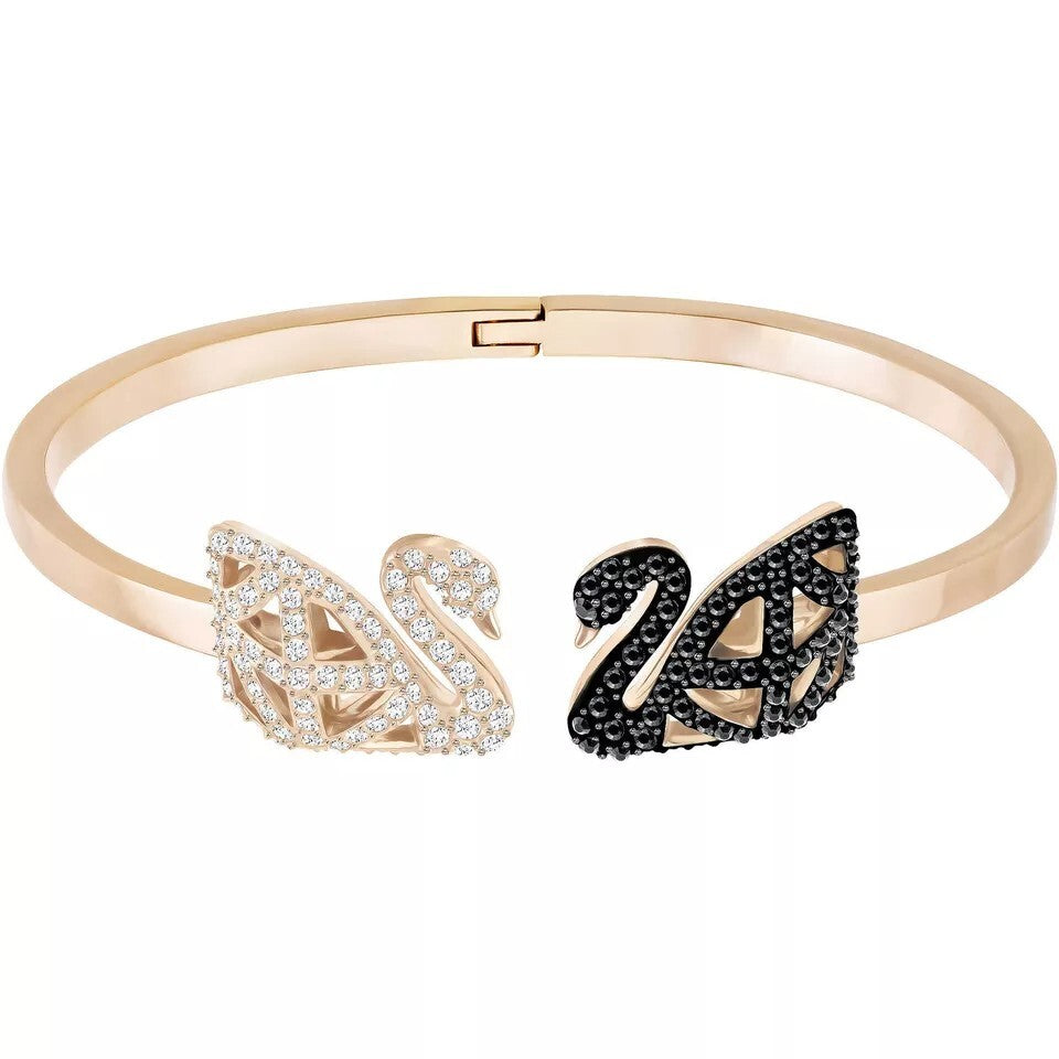 Genuine Swarovski Crystal FACET SWAN:BANGLE JET/CRY/MIX M  Brand New 5289535