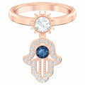 Swarovski Symbolic ring 55, Blue, Rose-gold tone plated