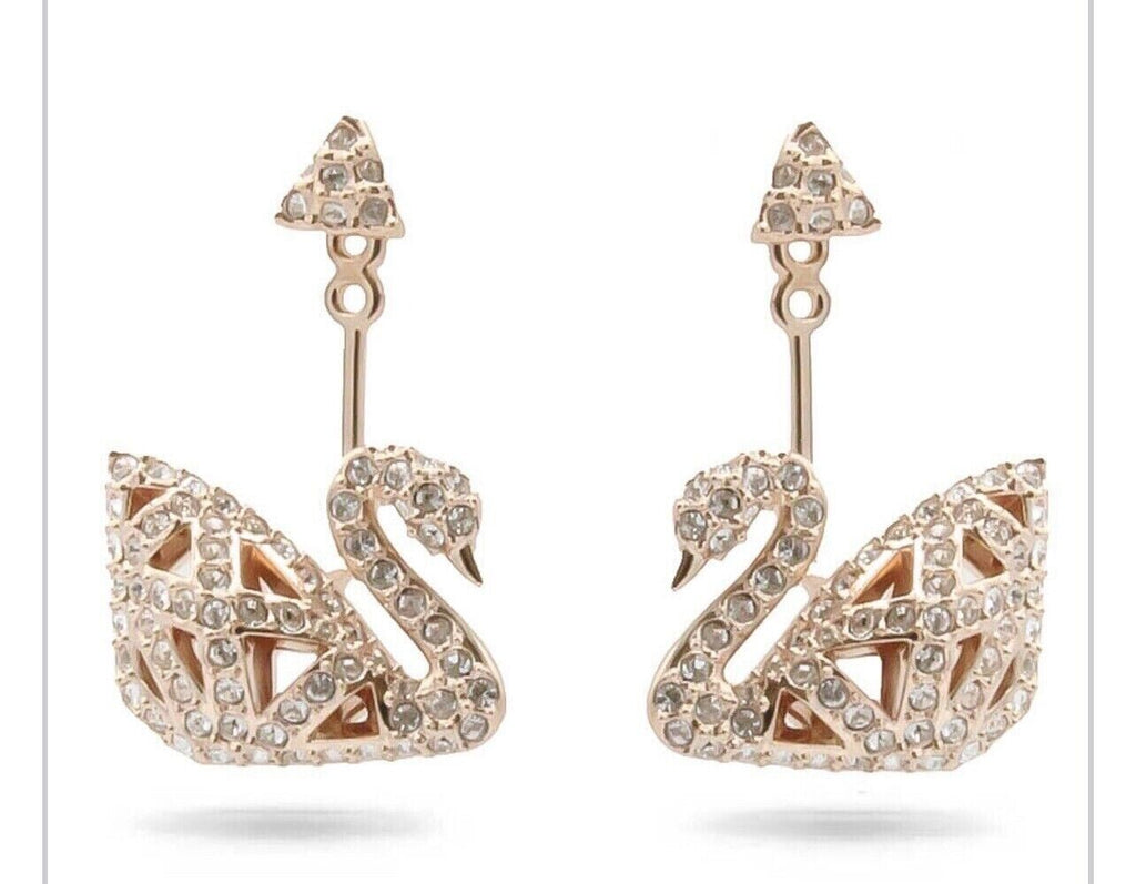 Genuine Swarovski Facet Swan Collection Rose Gold Earrings CRY/ROS 5358058