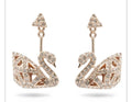 Genuine Swarovski Facet Swan Collection Rose Gold Earrings CRY/ROS 5358058