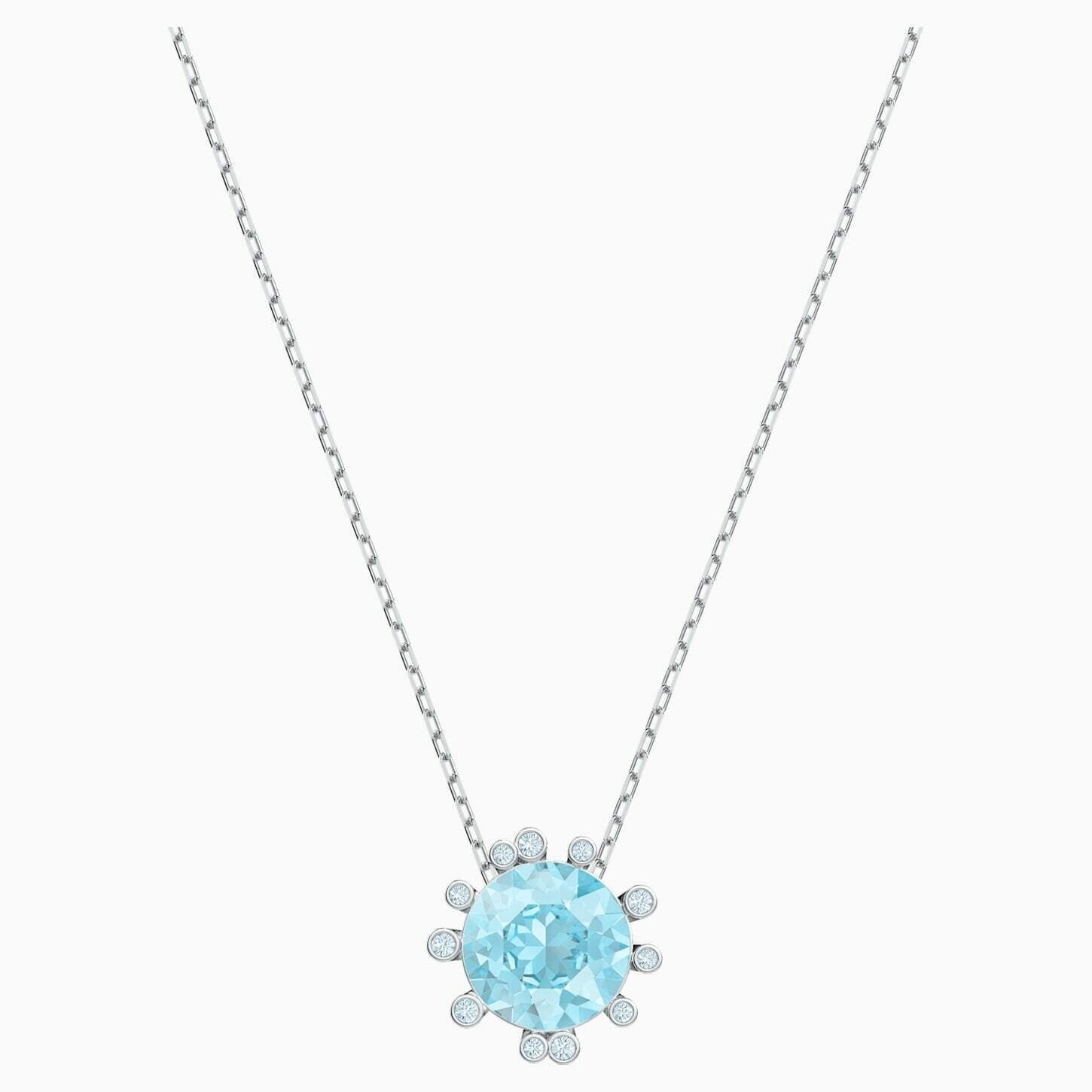 Genuine SWAROVSKI OLIVE BLUE CRYSTAL PENDANT NECKLACE 5479930