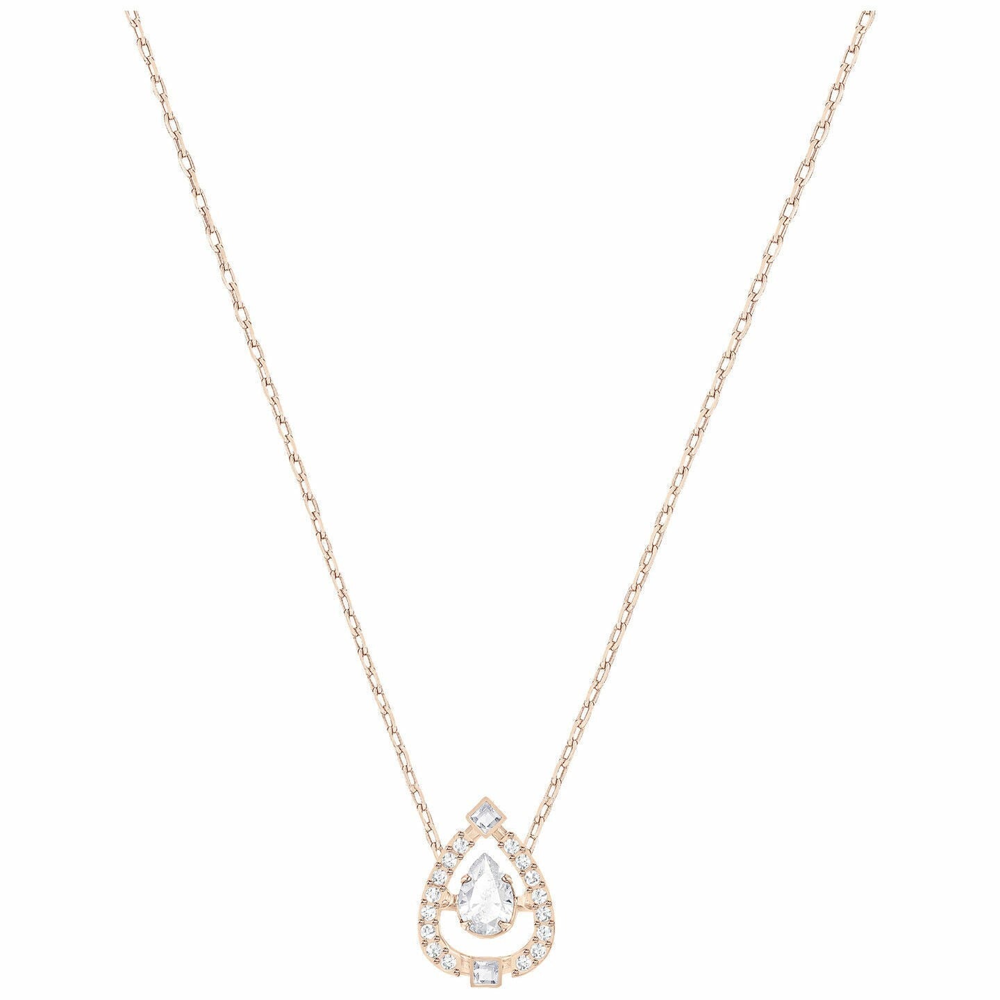 Genuine SWAROVSKI DANCE PEAR NECKLACE WHITE ROSE GOLD JEWELRY 5451993