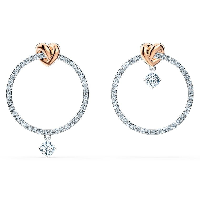 Genuine Swarovski Lifelong Heart Hoop Pierced Earrings, White, -5517933