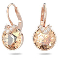 Genuine Swarovski Bella V drop earrings Round cut, Pink, Rose gold 5299318