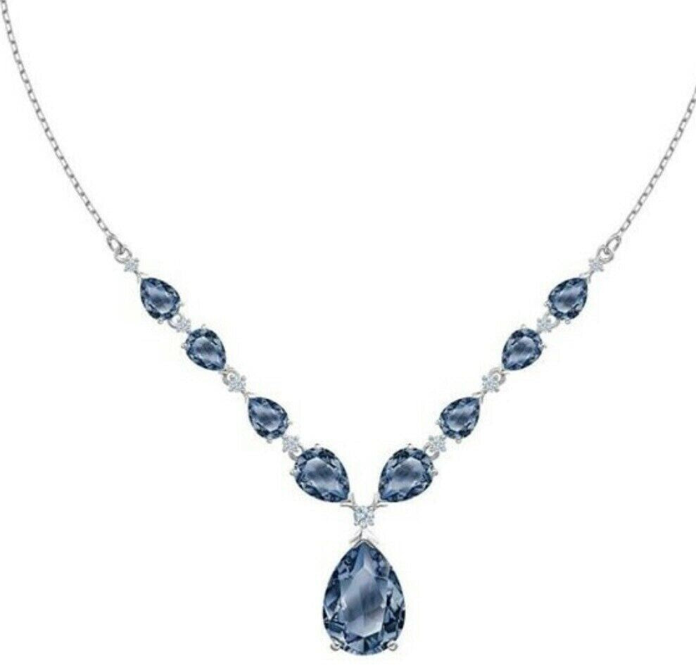 Genuine Swarovski Vintage Necklace Montana Blue Pear Drop 5472614