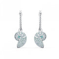 Genuine Swarovski Shell Nautilus Rhodium plated Aqua Pierced Earrings 5520670