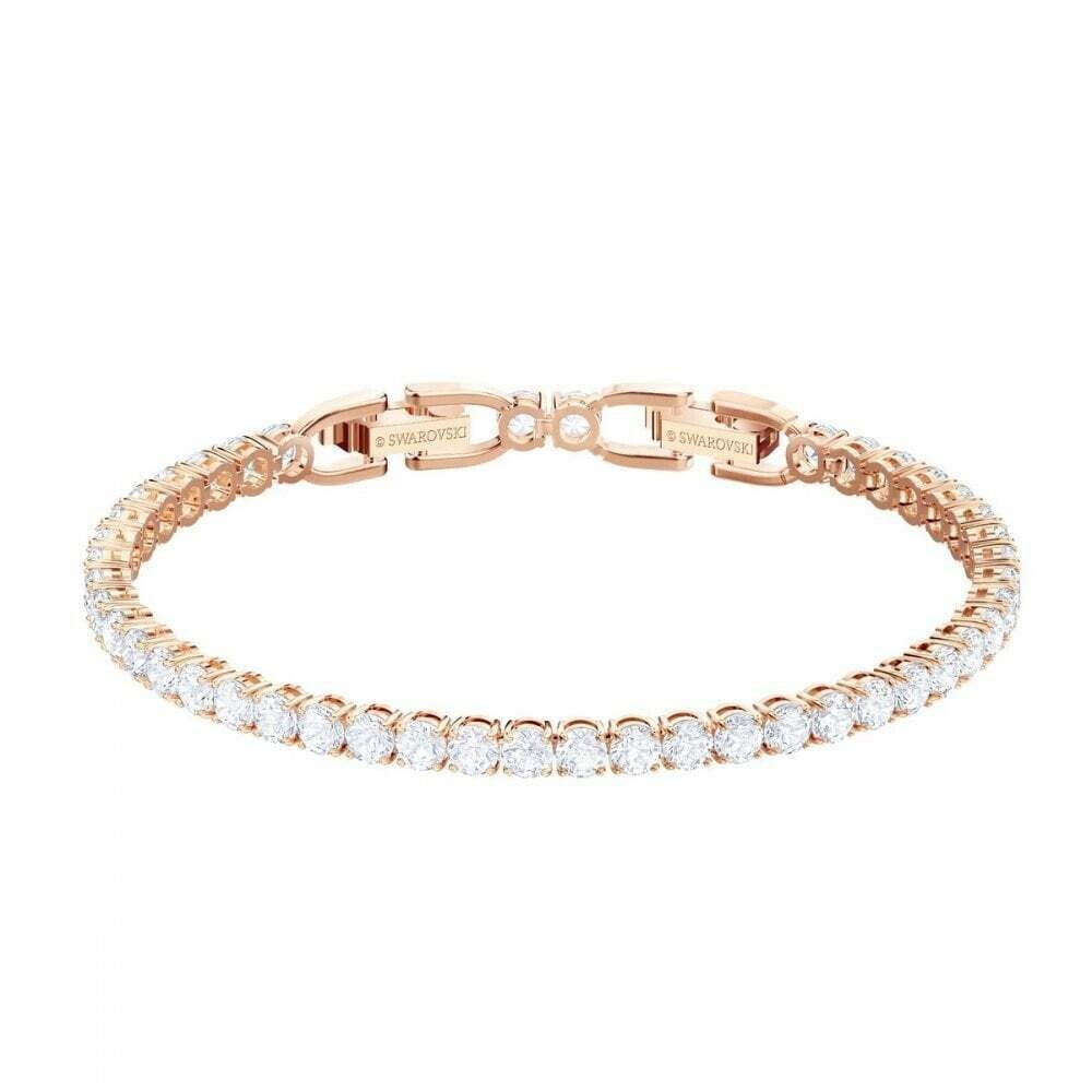 Genuine Swarovski  Womens Rose Gold Plated White Tennis Bracelet 5464948