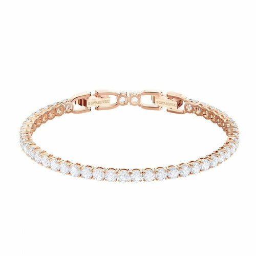 Genuine Swarovski  Womens Rose Gold Plated White Tennis Bracelet 5464948