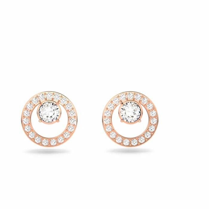 Creativity Stud Earrings Circular, White, Rose-gold tone plated 5199827