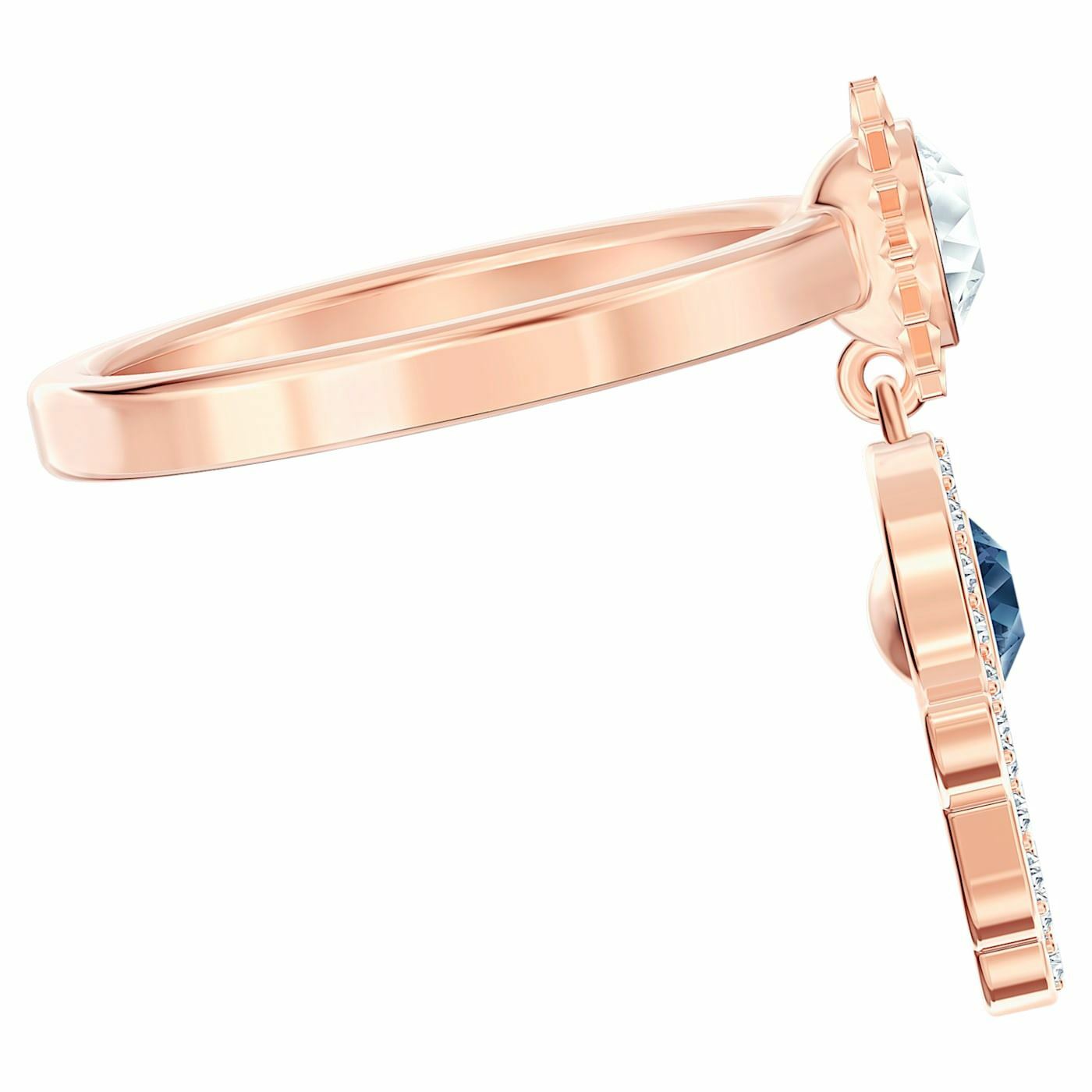 Swarovski Symbolic ring 55, Blue, Rose-gold tone plated