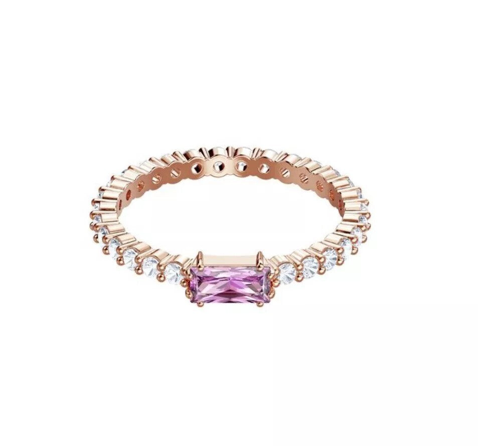 Genuine Swarovski Crystal VITTORE:RING RECT CZMO/ROS 58  5441201 Brand New