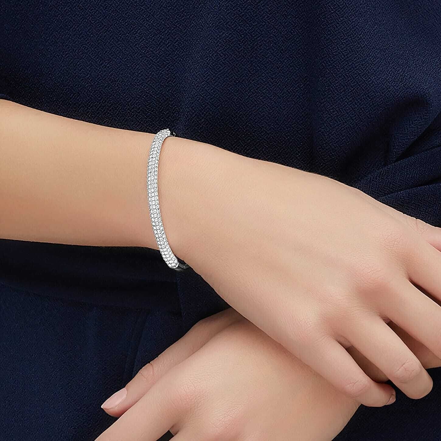 Genuine Swarovski White Stone Hard Bracelet, Rhodium Plated SIZE S 5032845