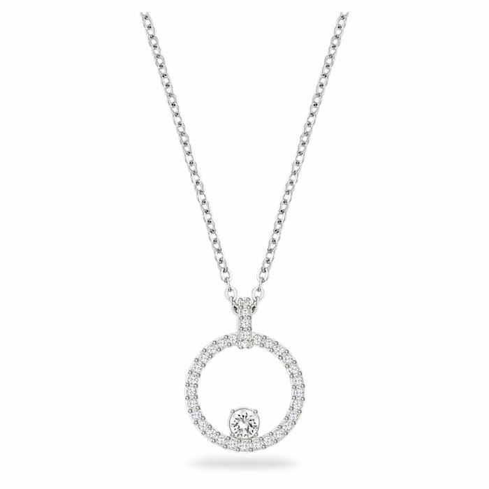 Creativity pendant Circular, White, Rhodium plated