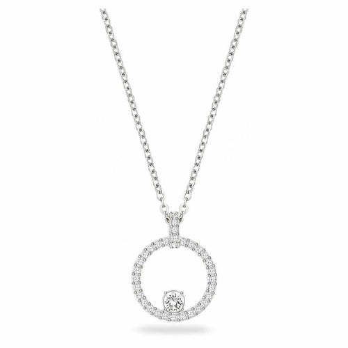Creativity pendant Circular, White, Rhodium plated