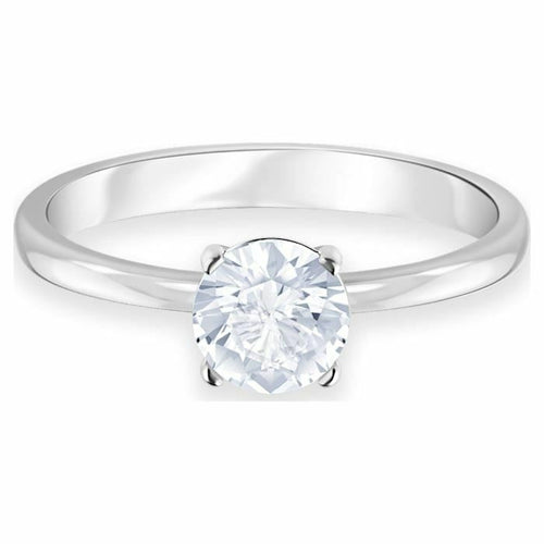 Attract ring Round, White, Rhodium plated