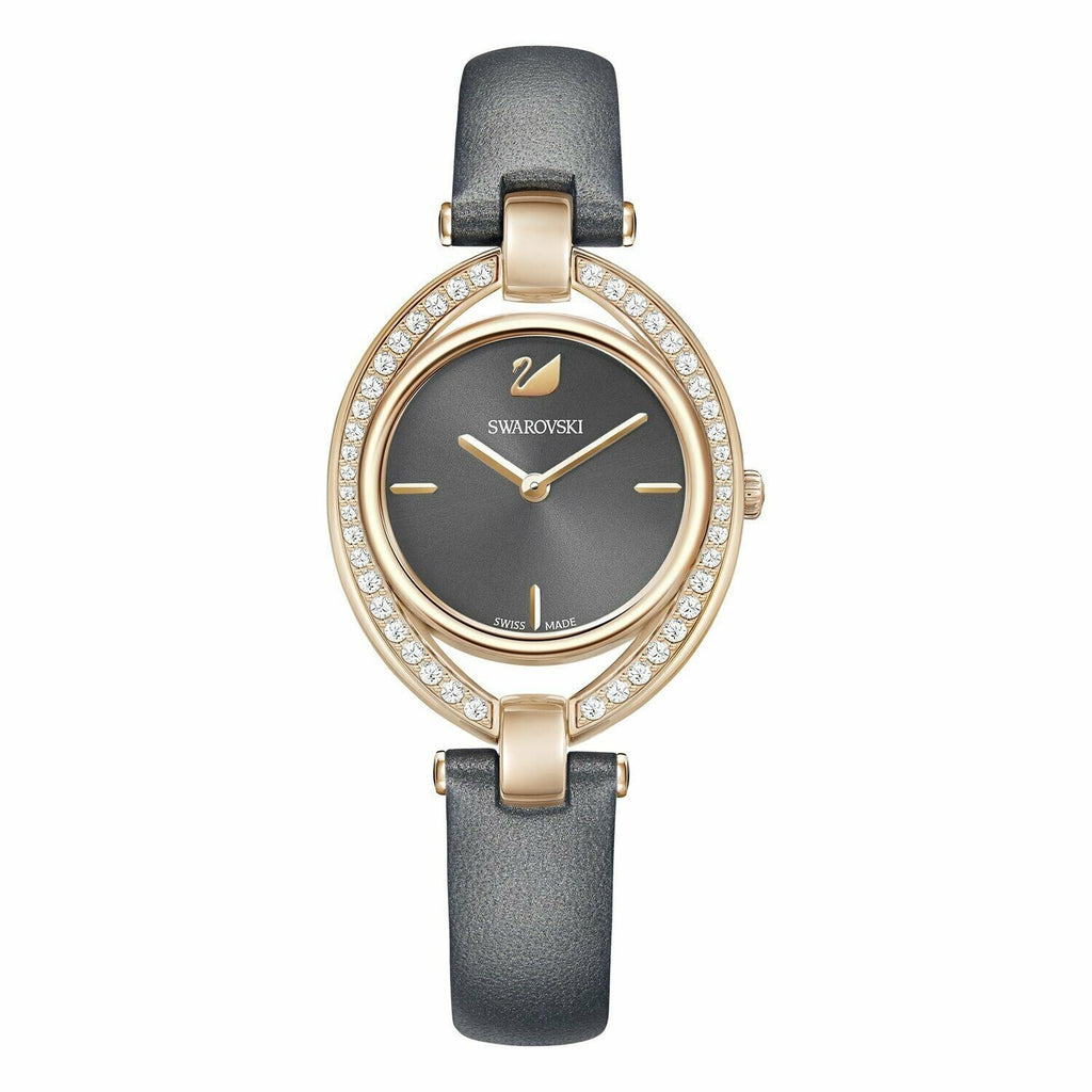 Genuine Swarovski  Stella Dark Gray Leather Rose Gold Tone 5376842