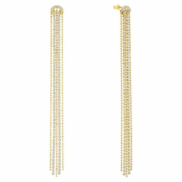 Fit Tassell pierced earrings White, Gold-tone plated