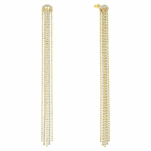 Fit Tassell pierced earrings White, Gold-tone plated