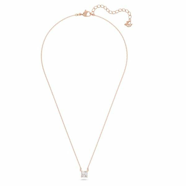 Attract necklace Square, White, Rose-gold tone plated